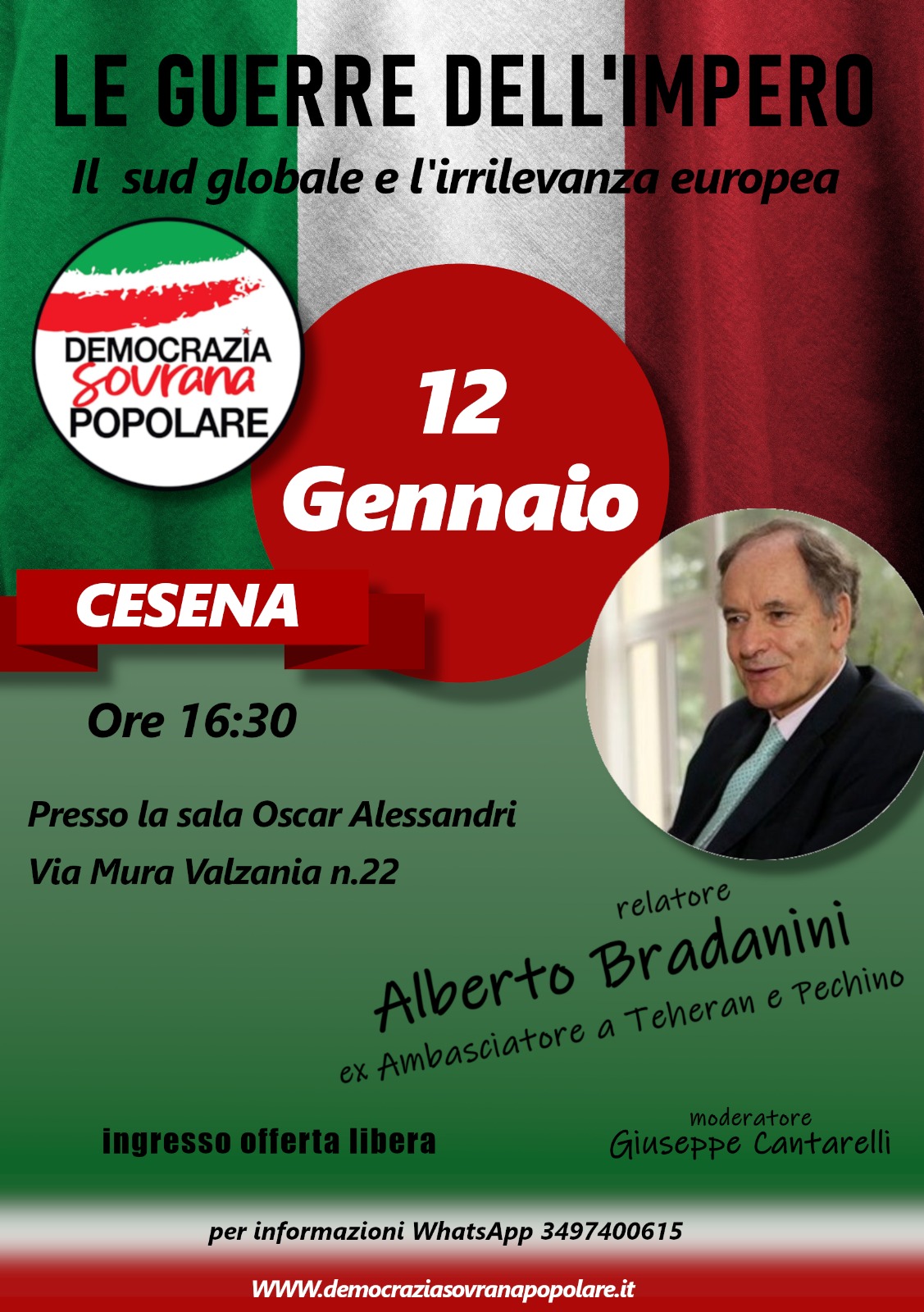 Domenica 12 gennaio 2025 ore 16:30 - Sala Oscar Alessandri